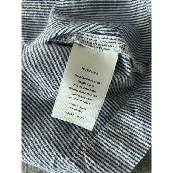 Talbots Sleeveless Blouse Blue & White ticking stripes with V-Neck notch SZ XS - Picture 5 of 8